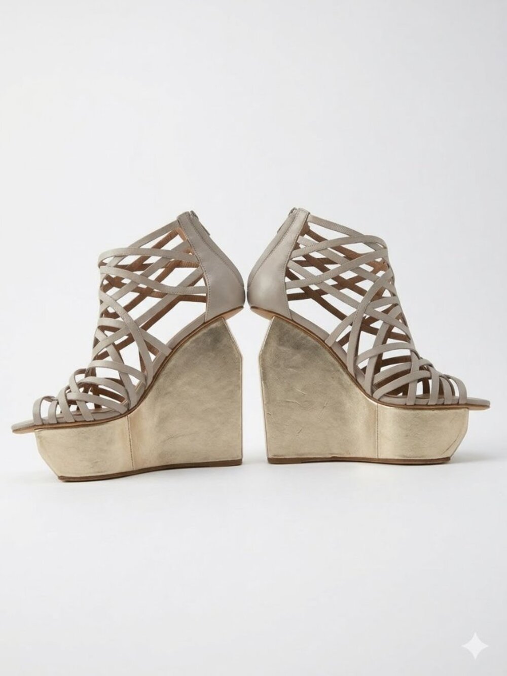 Jeffrey Campbell Ally Platform Wedge Sandals Silver Metallic Gladiator 7M